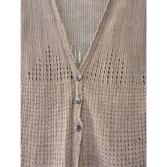 Lauren Ralph Lauren 100% Linen Open Knit Drape Cardigan- Size M- Olive Green - Picture 2 of 6
